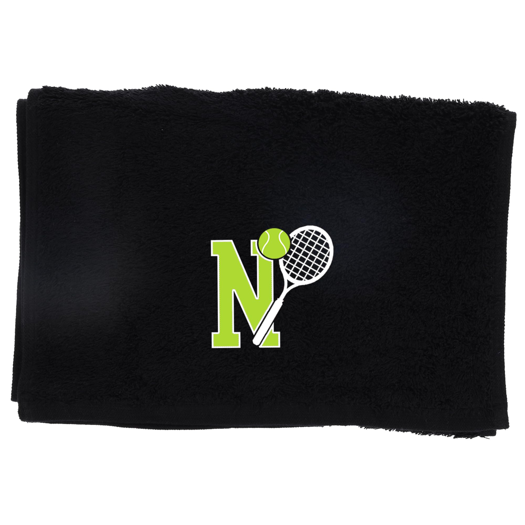 Always Looking Good Tennis Towel with Monogrammed Embroidery Initial Gift for Men & Women, Training Accessory Gift, Gym Towel Present for Tennis Players Birthday, Retirement, Christmas - Black, N