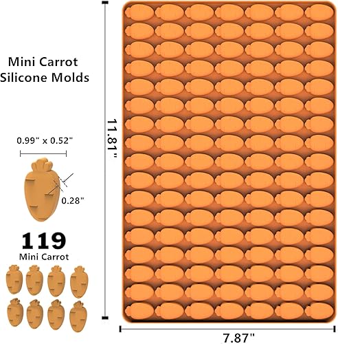 Miniatura 6 de Mini moldes de silicona de zanahoria para caramelos de chocolate moldes de Pascua zanahorias pequeñas moldes de golosinas para perros zanahoria