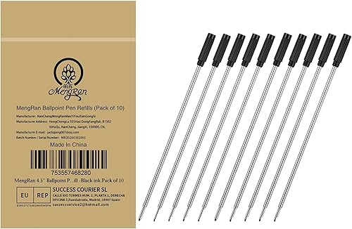MengRan 4.5'' Ballpoint Ink Pen Refills for Twist Pens,1mm Medium Tip, Compatibl