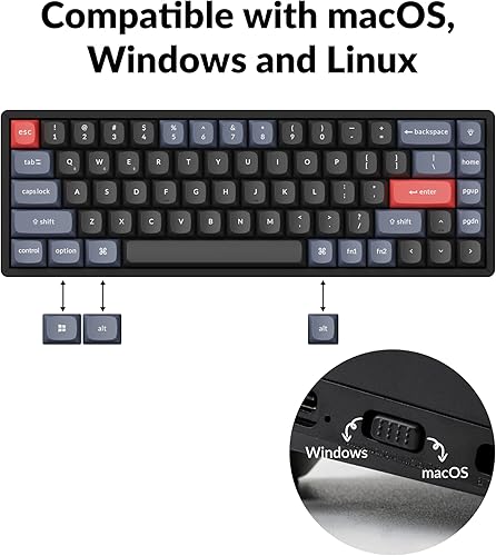 Miniatura 5 de Keychron K6 Pro QMKLauncher Teclado mecánico inalámbrico programable personalizado Macro intercambiable en caliente Keychron K Pro Interruptor rojo