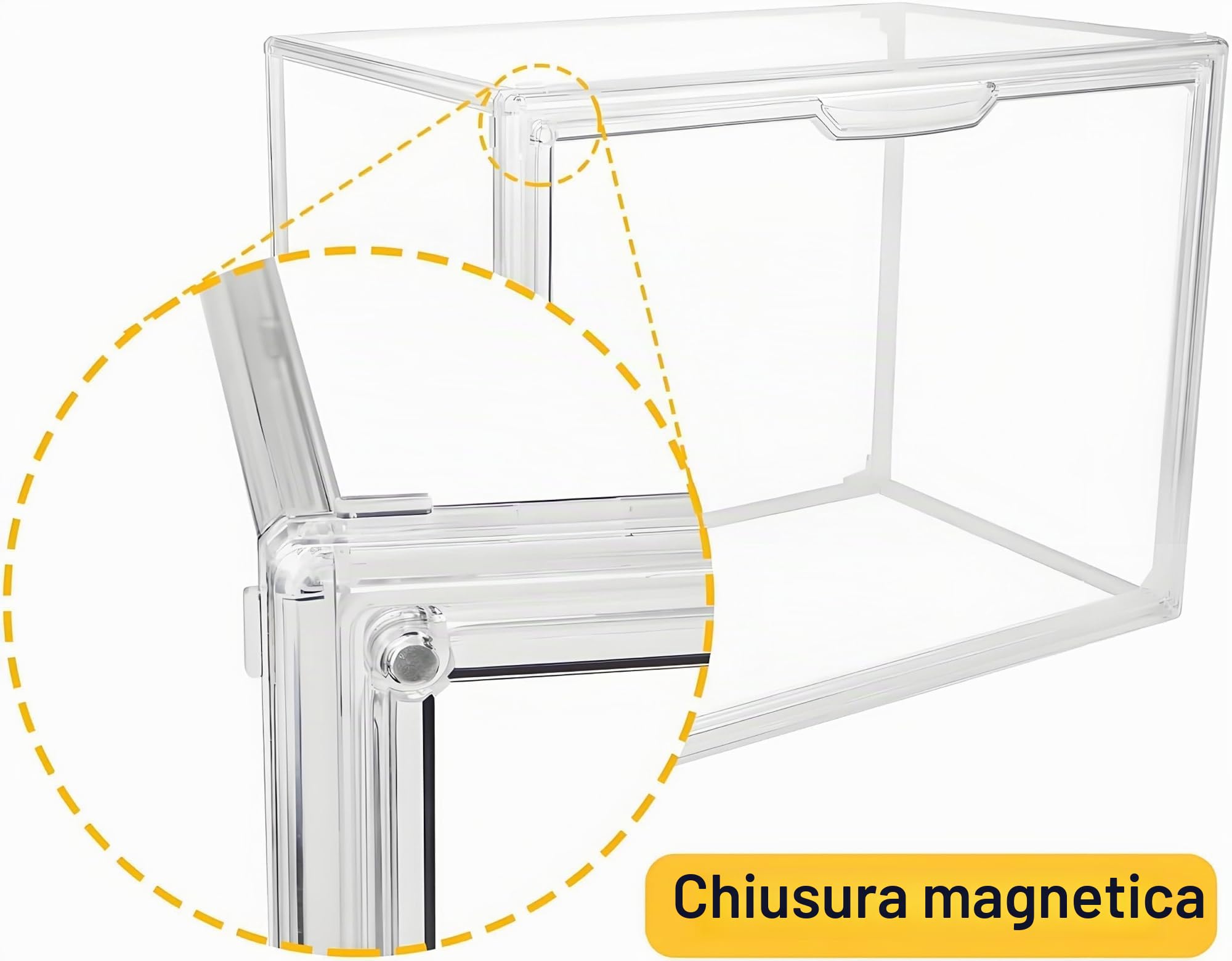 GUDEMAY Scatole di Plastica Impilabili Trasparenti con Chiusura Magnetica, Vetrina Espositiva, Teca Plexiglass per Conservazione, Figurine, Libri, Collezionismo, Scarpe, Borse e Altro (Set da 3)