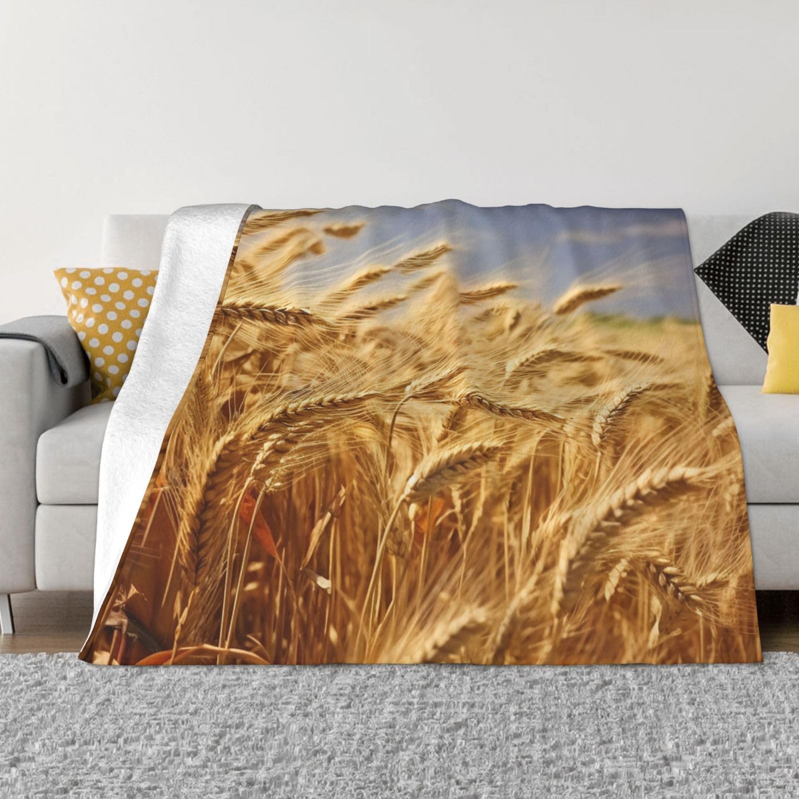 Couverture microfibre douce motif blé chic et élégant en flanelle de luxe