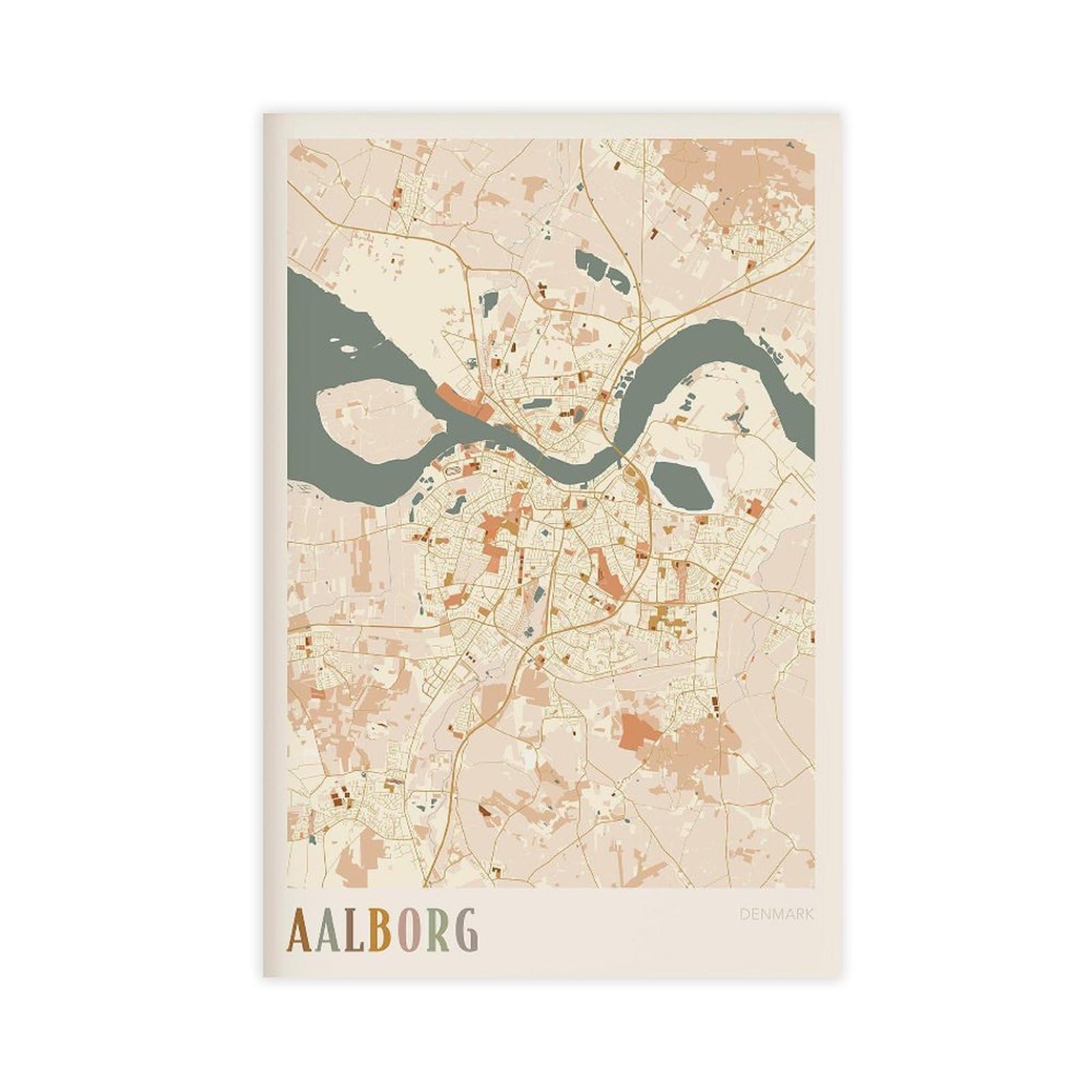 HEYANM Aalborg Map Poster Aalborg Print Poster Wall Art Denmark Travel Gift Boho Decor Canvas Poster Bedroom Office Room Decor Gift Unframe 20x30inch