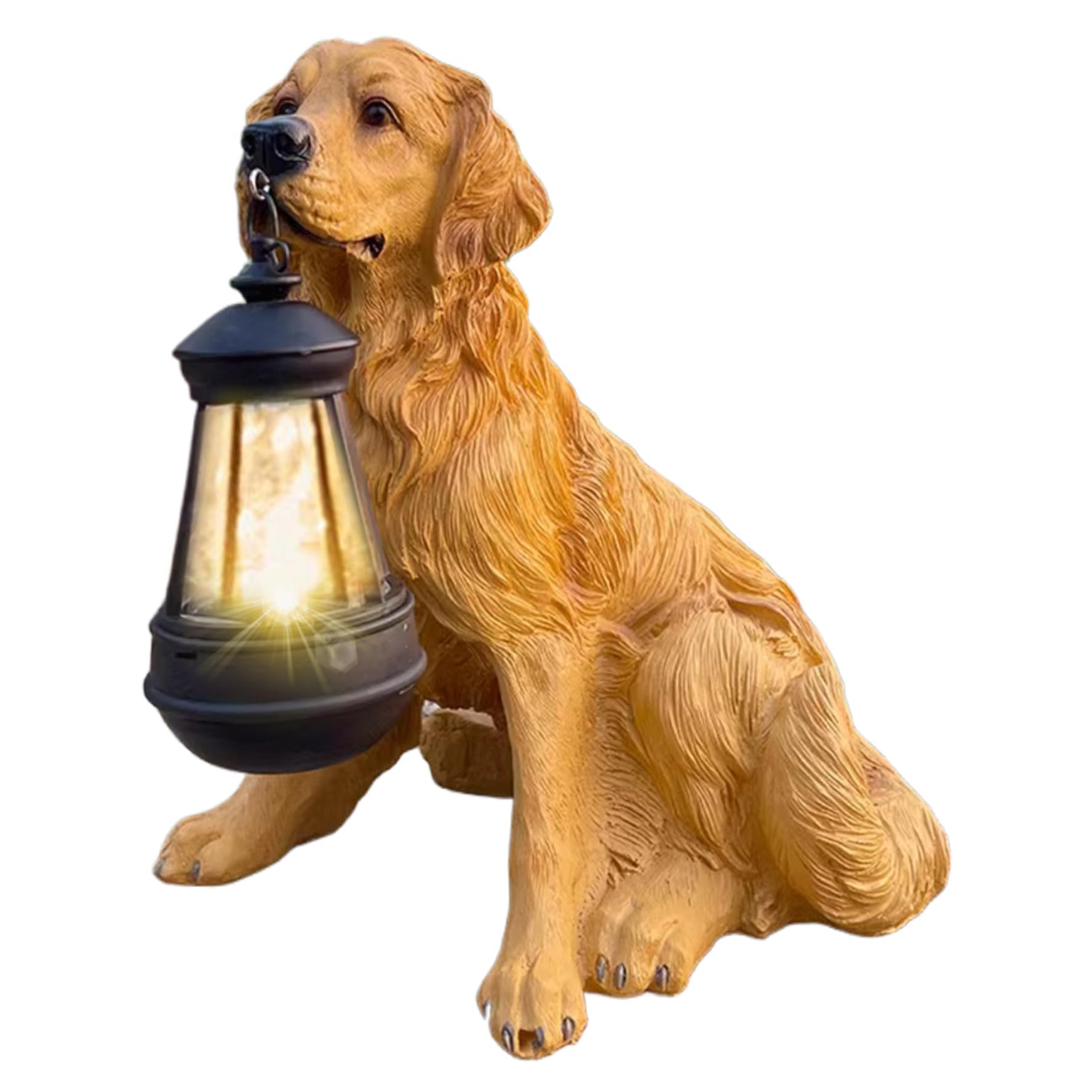 Statue Solaire de Jardin de Chien Extérieur LED Golden Retriever