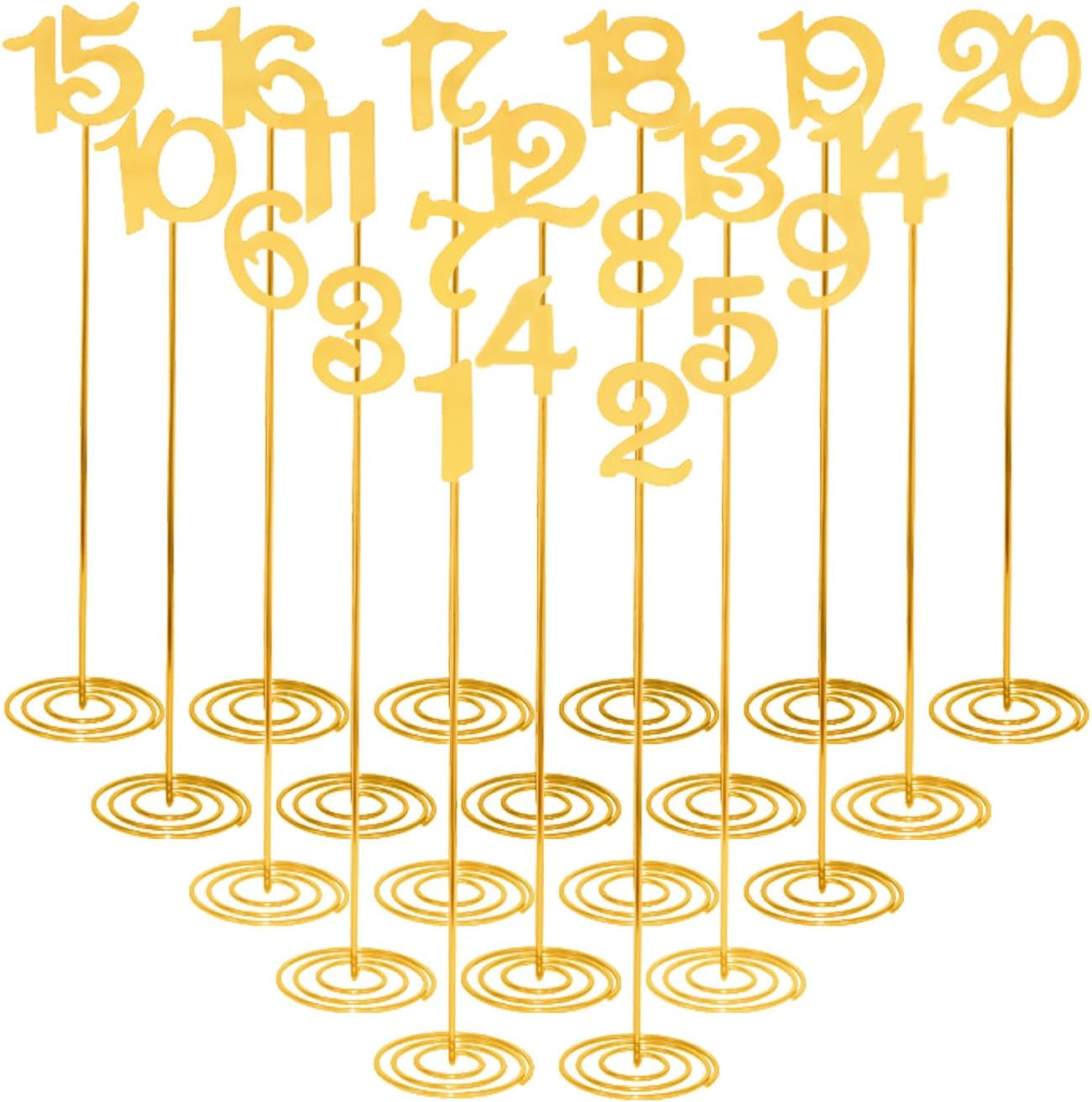 20 Pcs Metal Table Numbers 1-20 Wedding Table Numbers 12 Inch Stainless Steel Desk Number Stands Sturdy Holder Base for Wedding Party Restaurant Birthday (Gold)