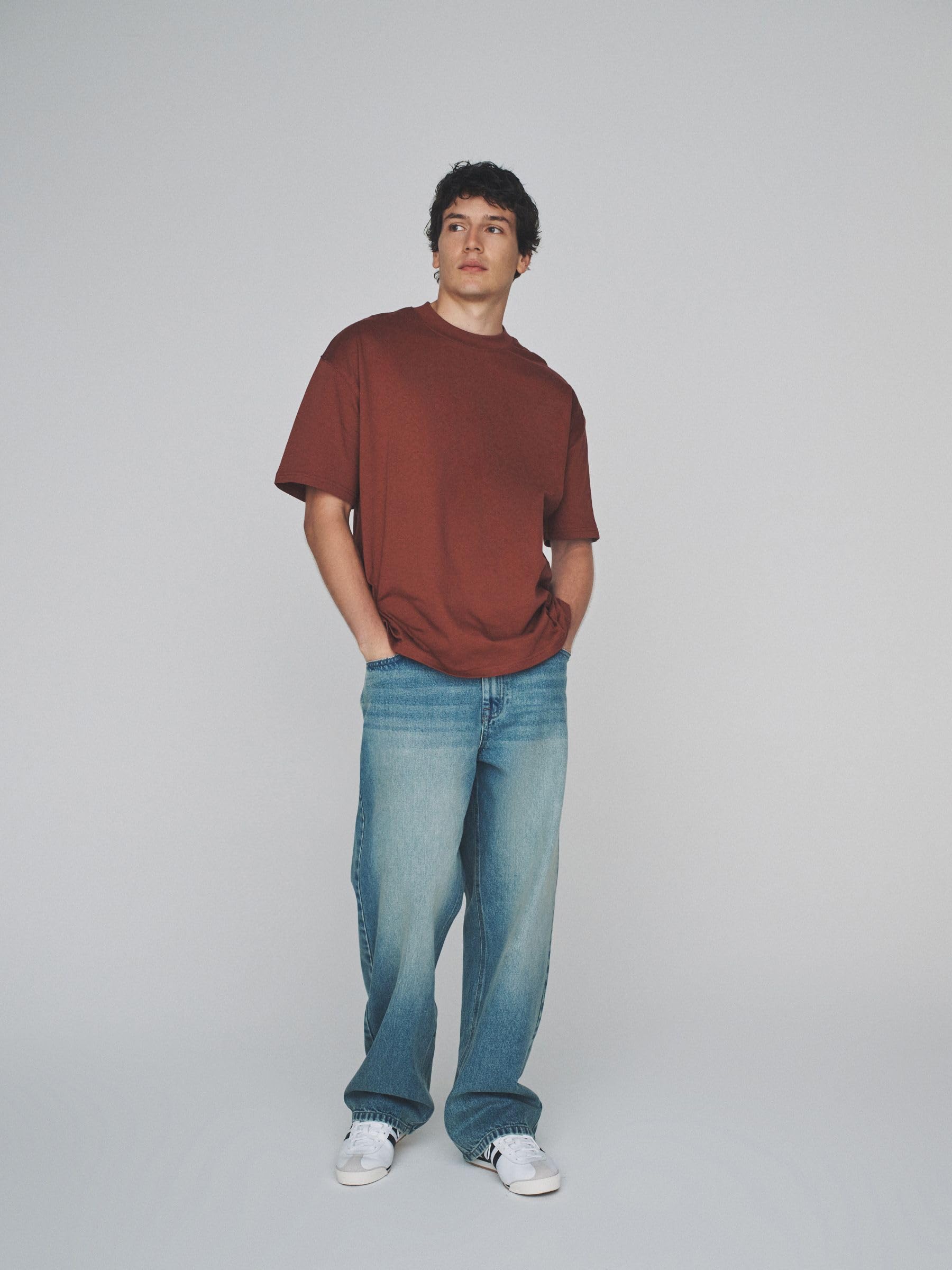 THE SET Uomini Confezione da 4 T-Shirt Oversize in Cotone | Standard, Pull On, Lavabile in lavatrice