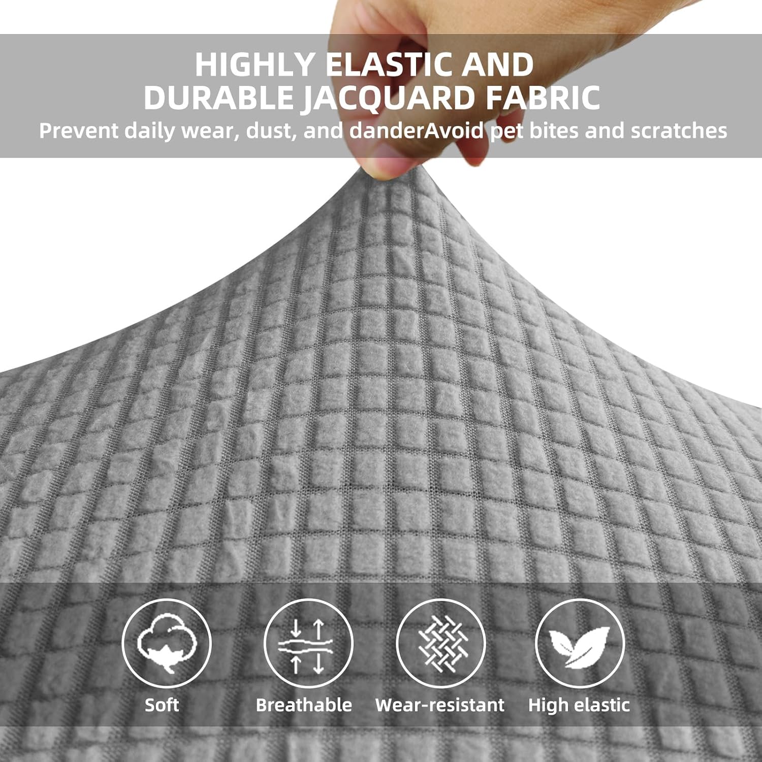 4Pcs Rv Dinette Cushion Covers, Outdoor Sofa Covers Washable Seat Covers Furniture Protector Jacquard Stretchable Camper Cushion Covers with 2 Backrest Cover & 2 Bench Cover (Light Gray)