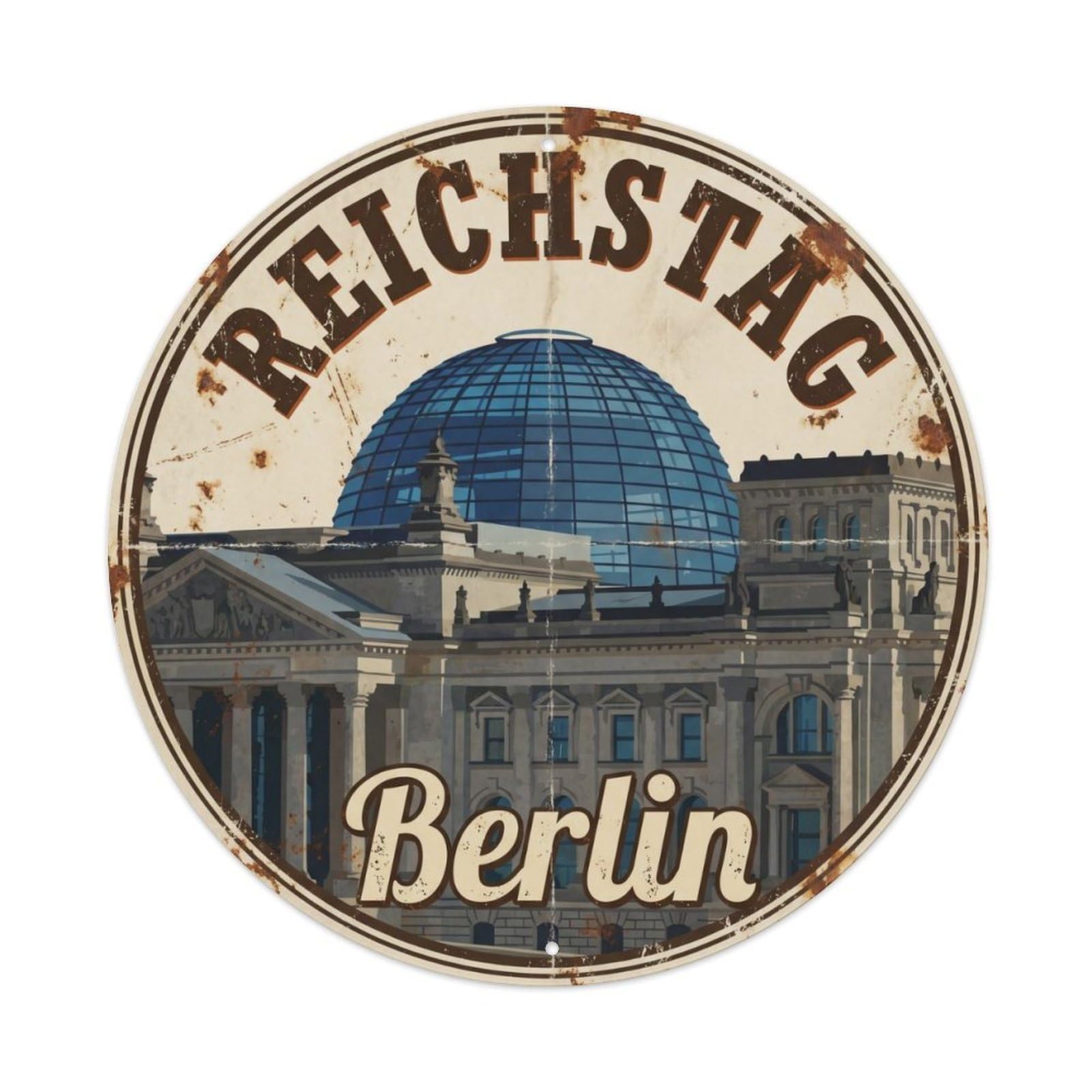Vintage Travel Reichstag Berlin Germany Metal Tin Sign Plaque