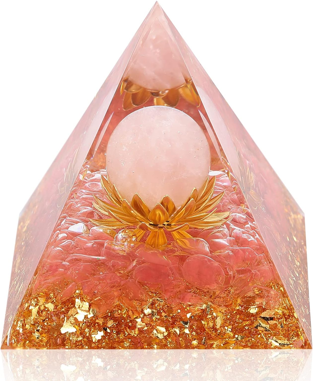 Hopeseed Orgone Pyramid Flower of Life Orgonite Rose Quartz Healing Crystal Pyramid Chakra Reiki Positive Energy Generator for Reduce Stress Promote Relationships and Bring Success Spiritual Gift