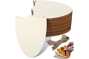 Wooden Shield Bulk Decorate Carfts Set for Kids - 36 Pcs Unfinished...