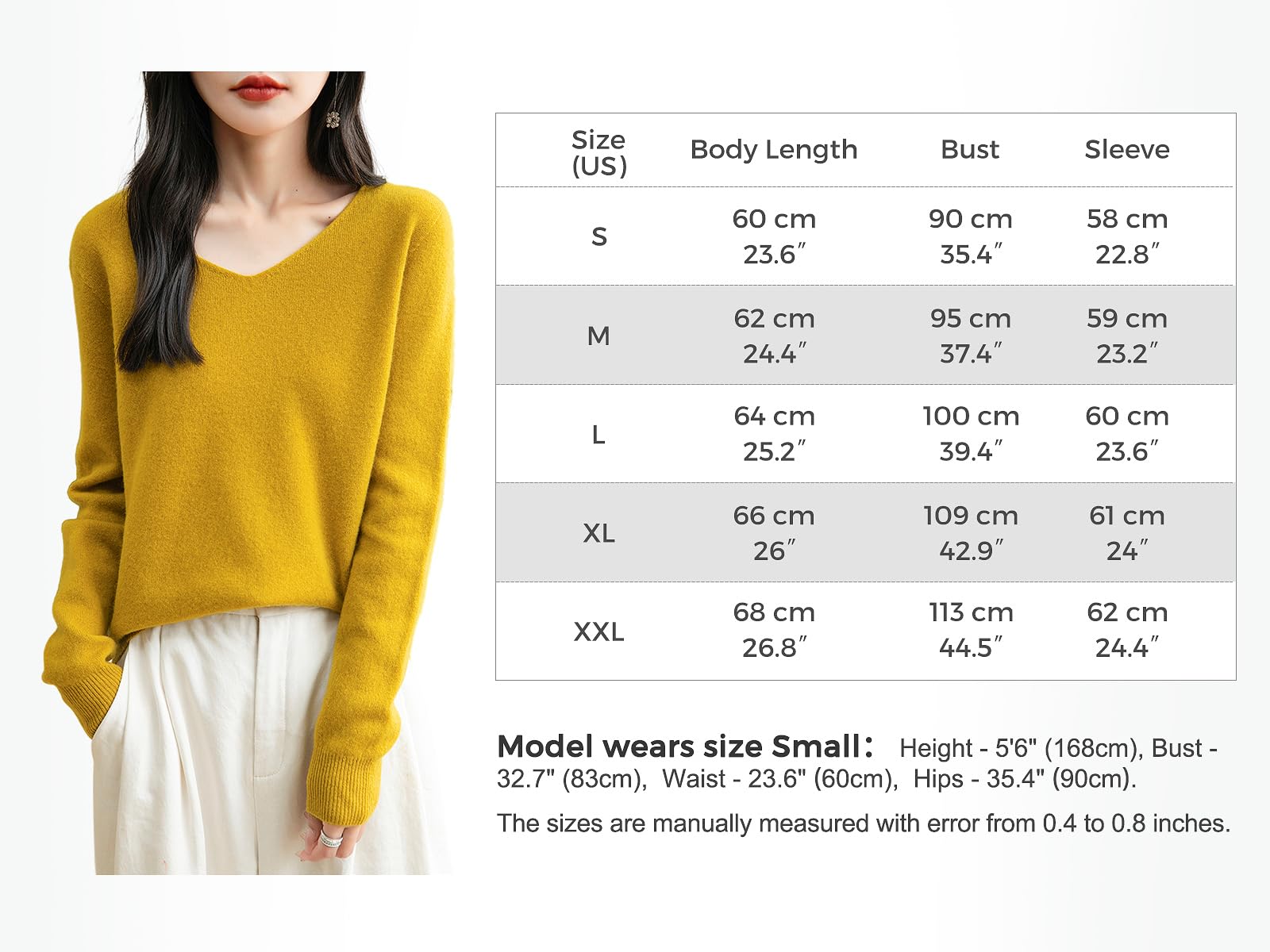 Chanyarn Maglione da Donna 100% Lana Merino con Scollo a V 2025 Casual a Maniche Lunghe Senza Cuciture Maglia Maglione