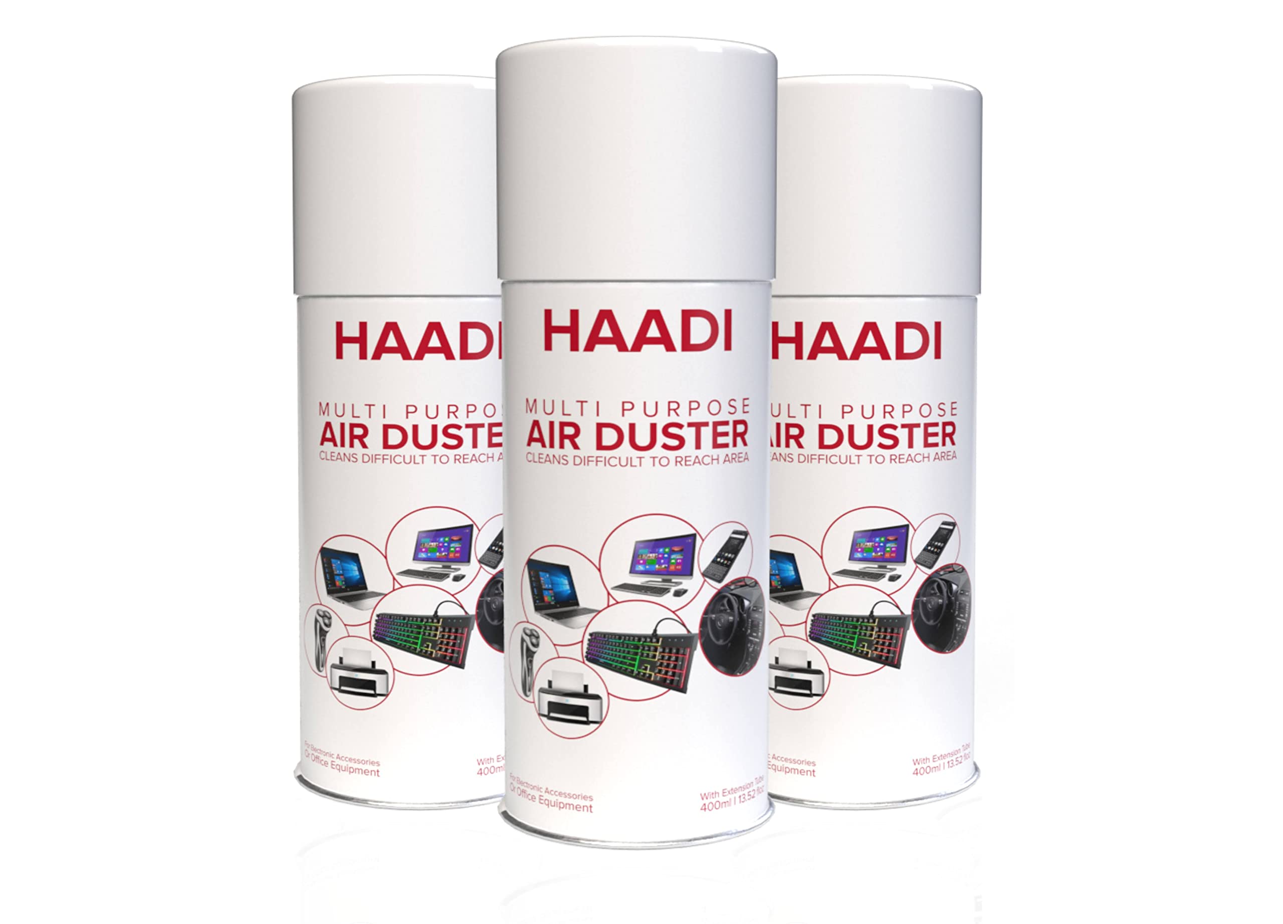 Air Duster Can Spray Gun 400ml (Pack of 3) – Invertible Compressed Gas Cleaner, Non-Contact Portable Power Duster for Electronics, Keyboards, and Hard-to-Reach Areas