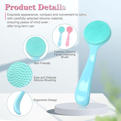 Miniatura 6 de NADUSEP - Cepillo de limpieza facial manual de silicona, paquete de 2 cerdas suaves y agradables a la piel, cepillo exfoliante facial impermeable