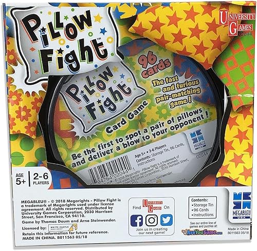 Miniatura 2 de University Games  Juego de cartas de viaje Pillow Fight en lata, para 2 a 6 jugadores de 5 años en adelante