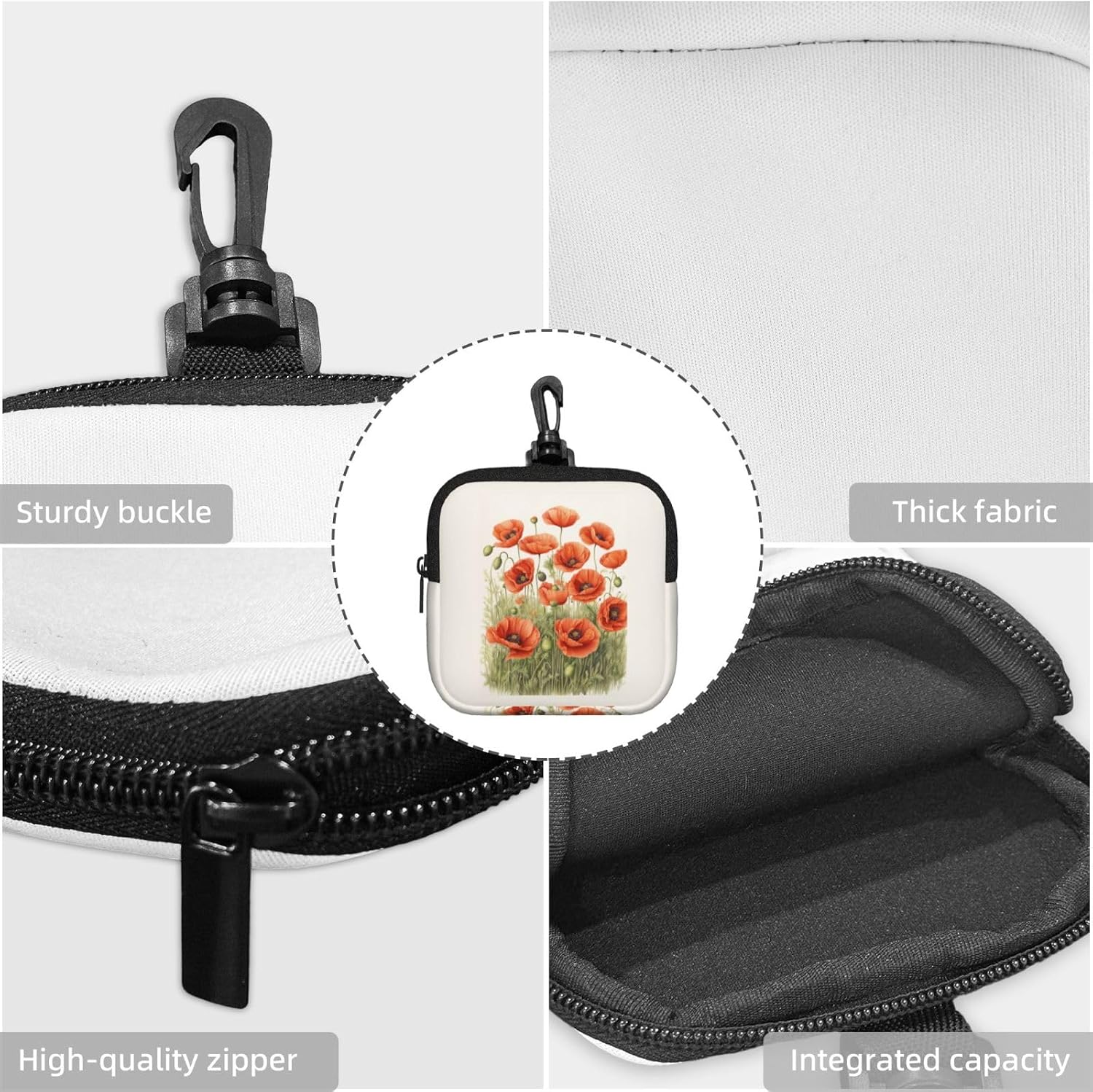 Poppy Flowers Print Versatile Square Storage Bag Travel Organizer Pouch Toiletry Home Office Gift image 5