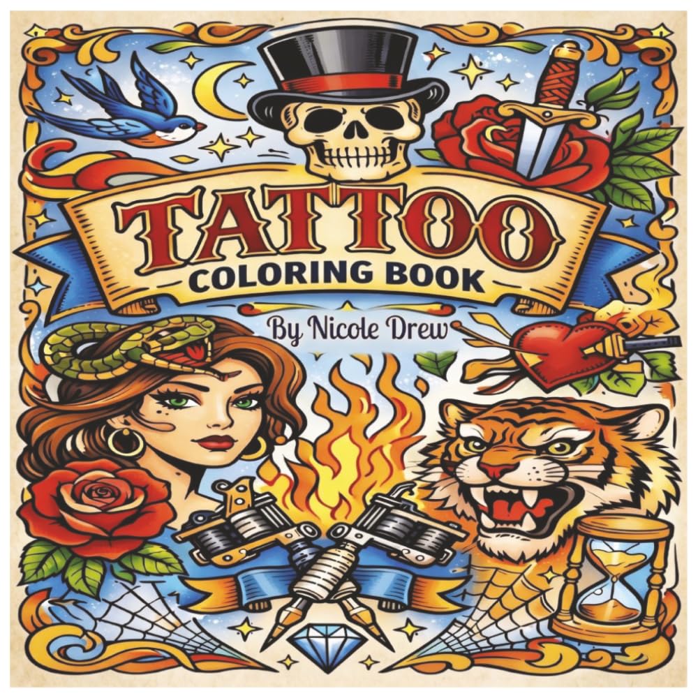 Ink Therapy: A Tattoo-Inspired Coloring Book: 50 Bold Designs for Relaxation & Creative Expression