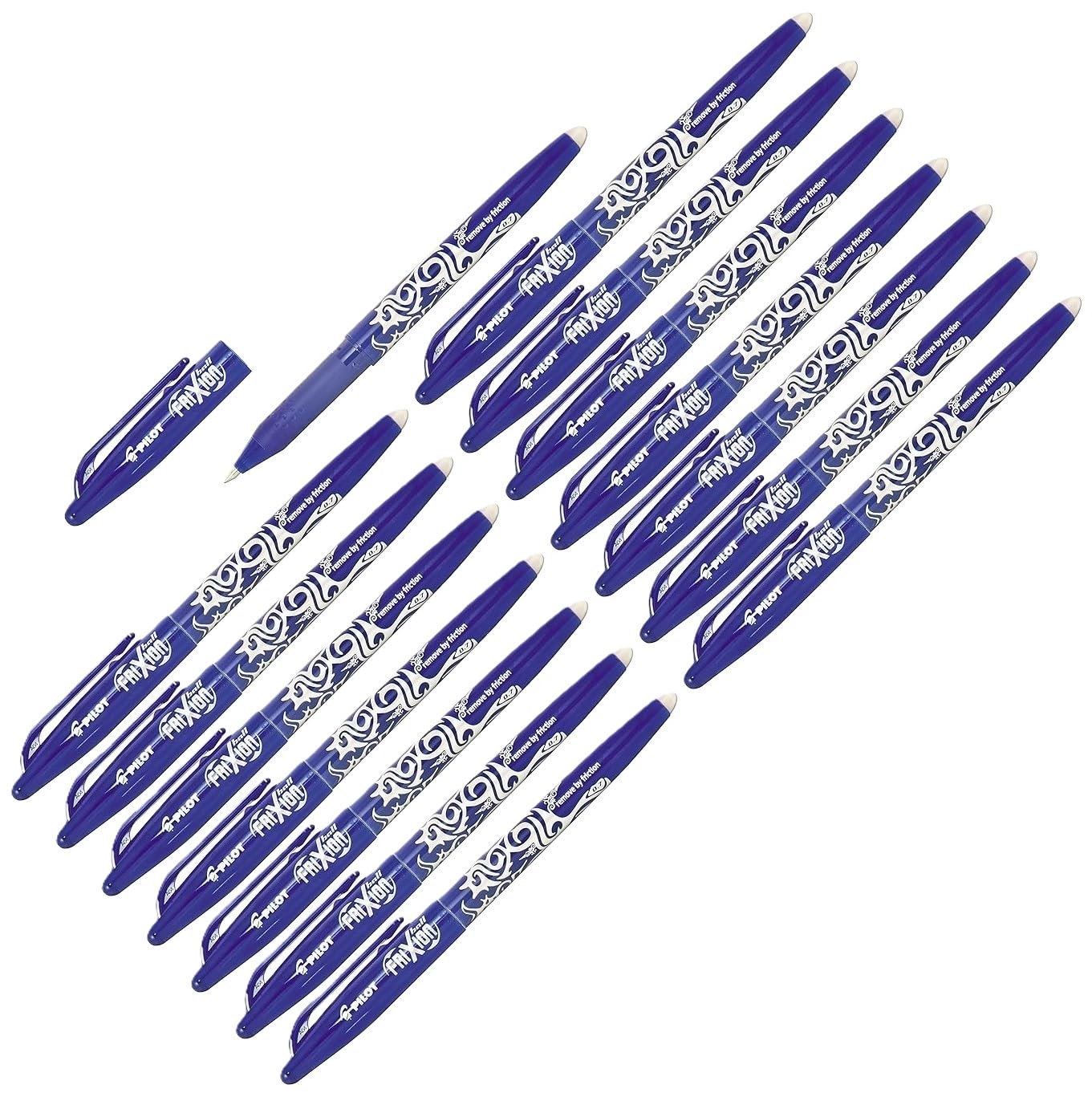 PILOT FriXion Ball 0.7 Set – 15 Stück – blau – Radierbare Tintenroller 0,4 mm Strichstärke, angenehme Schreibführung zum Schreibenlernen, thermosensitive Tinte, mit austauschbarer Mine