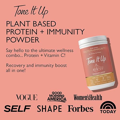 Miniatura 9 de Tone It Up  Proteína de vainilla orgánica en polvo 28 porciones y proteína inmune de plátano fresa en polvo 14 porciones