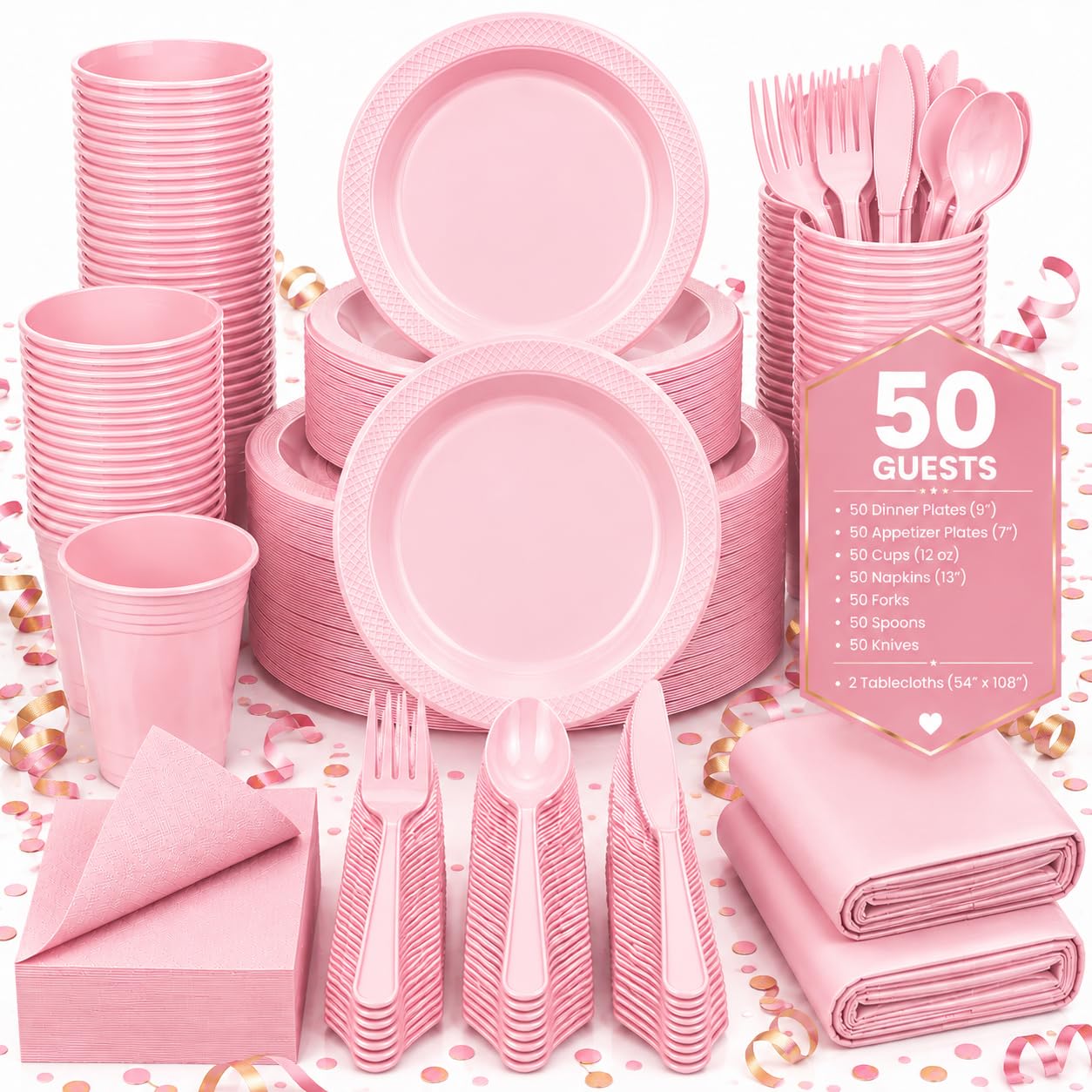 Tinybee 352 Piece Disposable Plates Set - Serves 50 -9