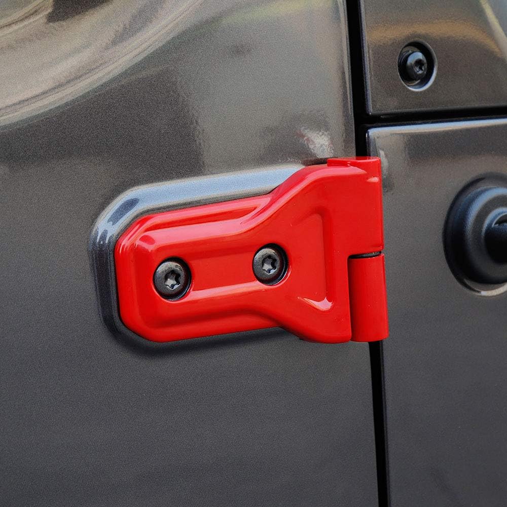 10PCS Door Hinge Cover & Hood Hinge Cover Trim Exterior Accessories for 2018-2024 2025 Jeep Wrangler JLU Gladiator JT 4-Door (Red)