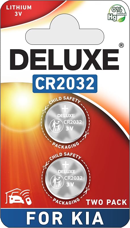 Bateria CR2032 3 V para Chave Presencial Kia Deluxe Batteries – Pacote com 2