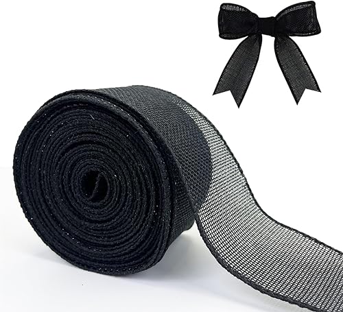 JaoZuyard Cinta de arpillera negra de 2 pulgadas x continua de 10 yardas, cinta tejida de arpillera natural hecha a mano, corona de producción de