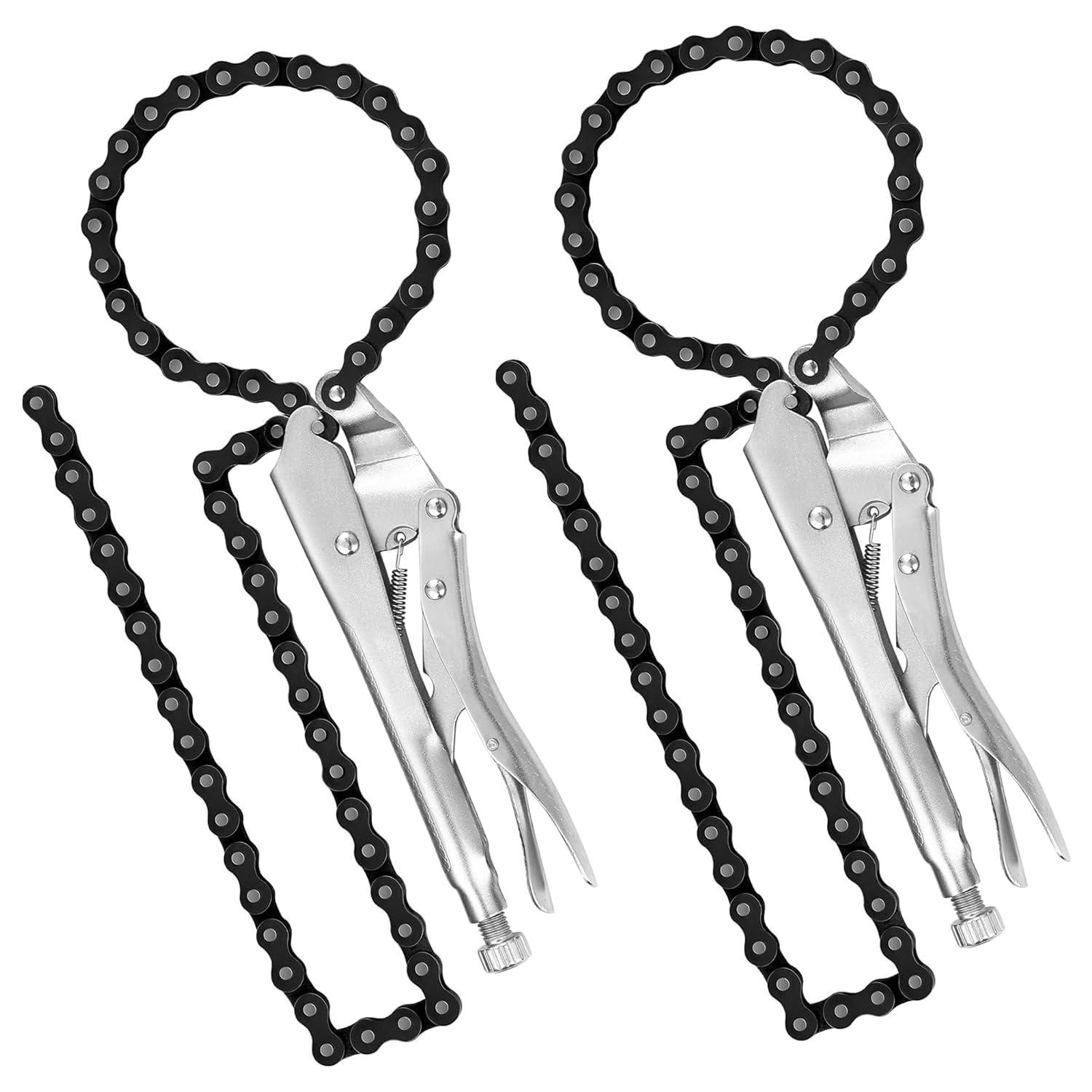 2 abrazaderas de cadena de bloqueo de 9 pulgadas con cadena de 31.5 pulgadas de largo, alicates de cadena de bloqueo de acero al carbono, llave de cadena industrial para montaje de tuberías,