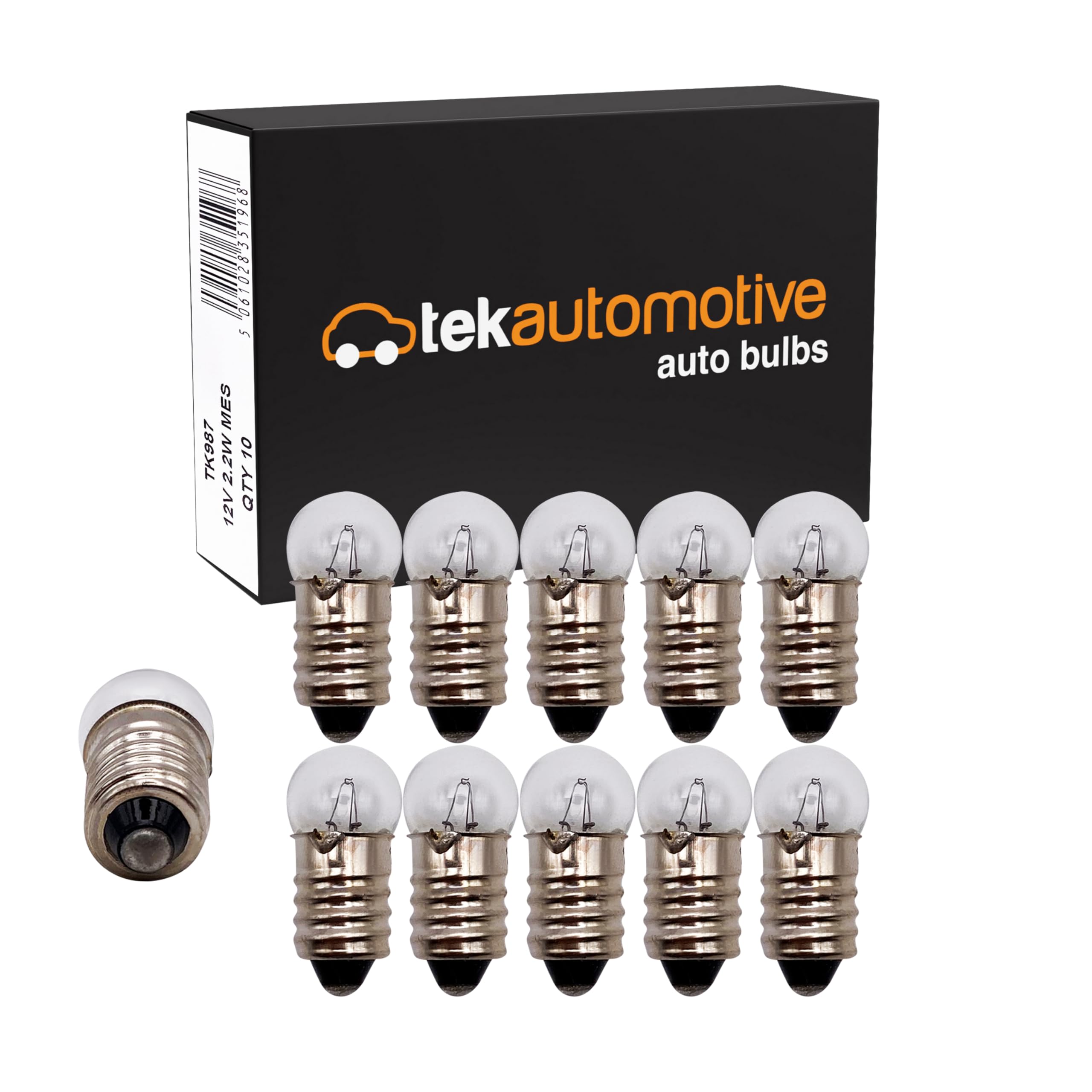 987 12V 2.2W MES E10 Screw Bulbs – Box of 10 | Dashboard & Instrument Panel Car Light Bulbs | Reliable & Bright Standard Replacement Lamps