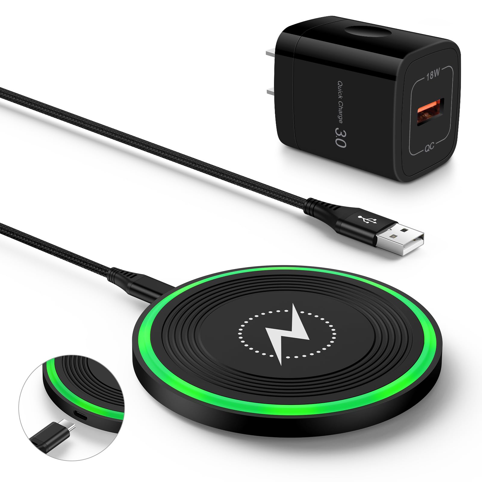 Wireless Charger Fast Charging Pad for Moto Razr/Edge 2024,Moto G Power/Stylus 5G 2025 2024,15W Charging Station with QC Adapter for Samsung Galaxy S25 S24FE S23 S22,iPhone 16/15/14,Pixel 9 Pro 9a 8a