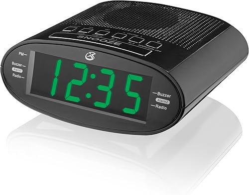 GPX C303B Reloj despertador doble Radio AMFM con zona horariacontrol de ahorro de luz diurna (negro)