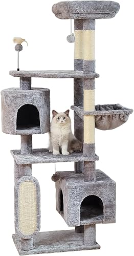 Miniatura 2 de HOOPET Árbol para gatos, torre para gatos de 44 pulgadas para gatos de interior, centro de actividades para gatos de varios niveles con postes y
