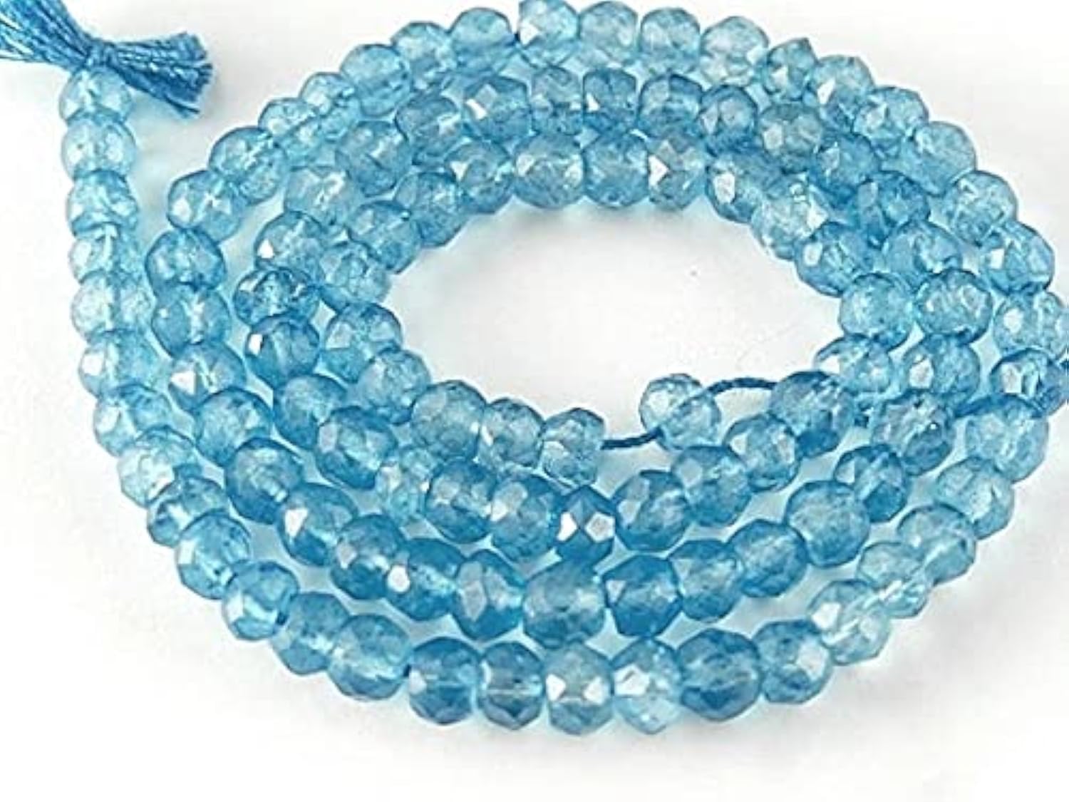Quartz bleu facetté 4mm sur fil de 12cm pour atelier DIY et bijoux faits main