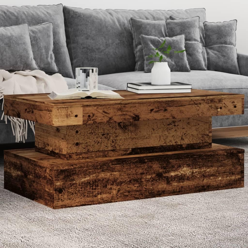 Table basse design industriel en bois d'ingénierie robuste vieux bois