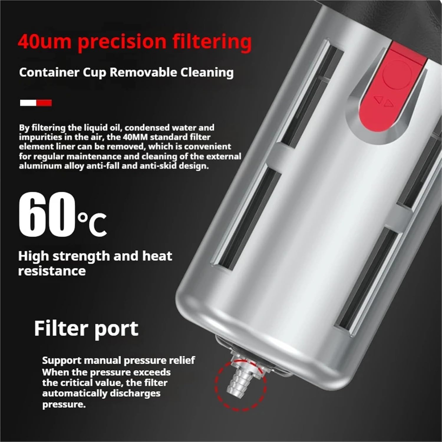 1Pcs BFC-2000 3000 4000 1/4 3/8 1/2 Air Filter Pressure Regulator Valve LubricatorPneumatic Compressor Oil Water Separtor BFC2000(BFC3000D,Iron Shell)