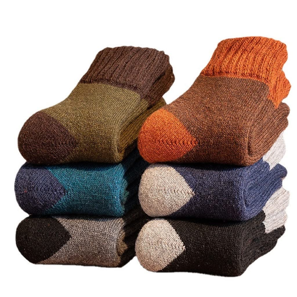5 pary Skarpetki Zimowe Skarpety Color Męskie Super Grube Solidne Pętla Ciepłe Skarpety Wełniane Skarpety UE 38-46 (Kolor: 5 par Rozmiar: UE 38-46) (Color : 5 Pairs, Size : EU 38-46)