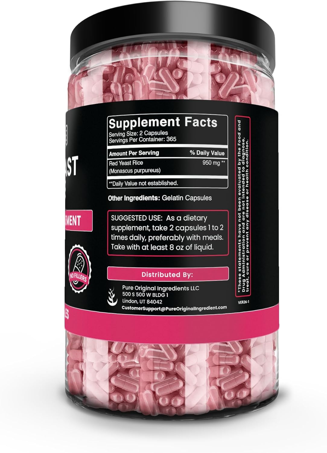 Pure Original Ingredients Red Yeast Rice No Magnesium Or Rice Fillers, Always Pure, Lab Verified (730 Capsule)