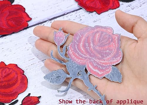 Miniatura 4 de Mini Skater Parches bordados de rosas pequeñas, diseño retro floral, apliques decorativos para planchar o coser, parche de reparación para ropa de