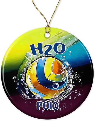 Water Polo Ball H2o - Adorno navideño - Adorno de cerámica Kh001 para él, su esposa marido impreso en ambos lados Water Polo Ball H2o - Adorno navideño - Adorno de cerámica Kh001 para él, su esposa marido impreso en ambos lados