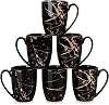 LOVECASA Coffee Mugs Set of 6, 13oz380ml Black and Gold Ceramic Mugs with Handle, Stoneware Tea Cups for Coffee, Latte, Cappuccino, Tea, or Hot Chocolate – Perfect for Home & Office