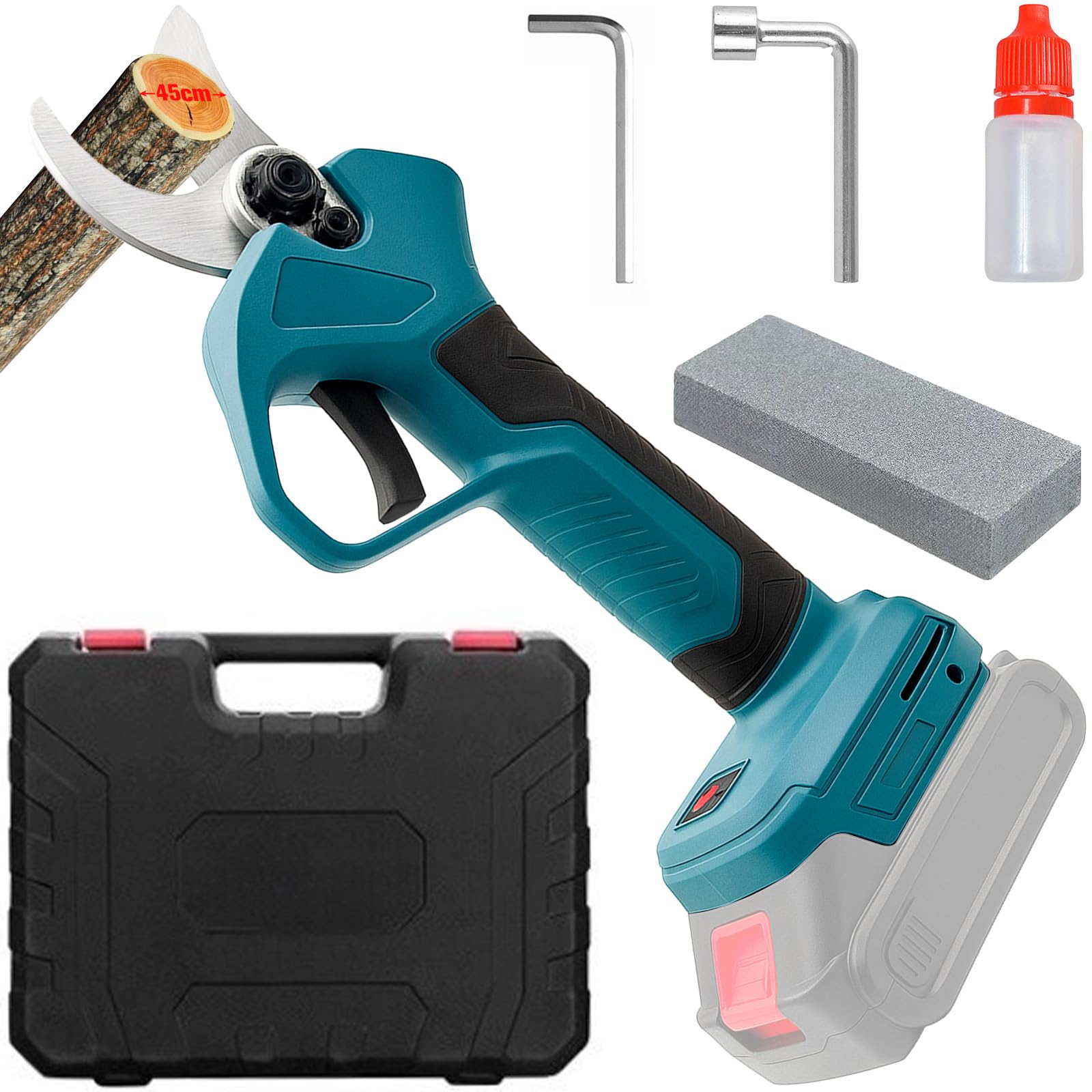 Sécateur électrique sans fil 45 mm pour Makita 18 V – Sécateur professionnel avec affichage LCD, moteur sans balais, scie à élaguer électrique pour branches, arbustes et troncs (sans batterie)