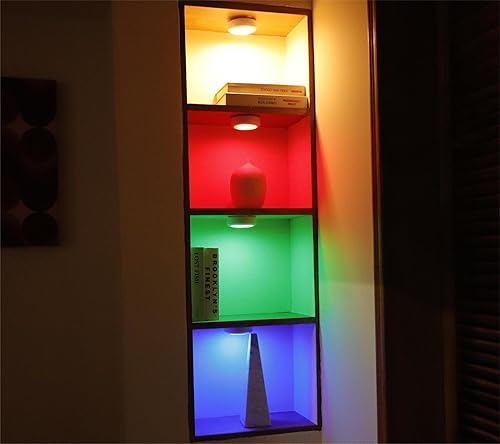 Miniatura 8 de LOINSGLIM Luces de disco con control remoto, luz LED inalámbrica para cocina, funciona con pilas, luces debajo del gabinete, iluminación regulable,