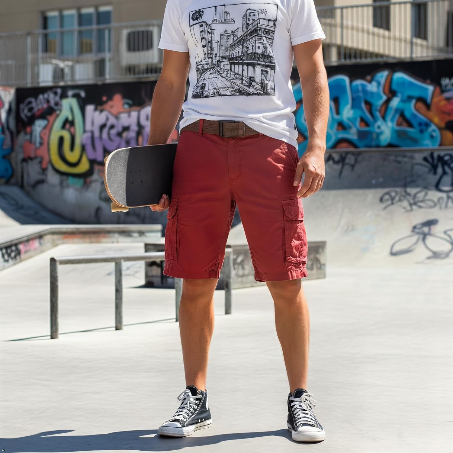 OCHENTA Men's Lightweight Cargo Shorts, Relaxed Fit 100% Cotton Casual Summer Shorts with 6 Pockets (No Belt) - Image 8