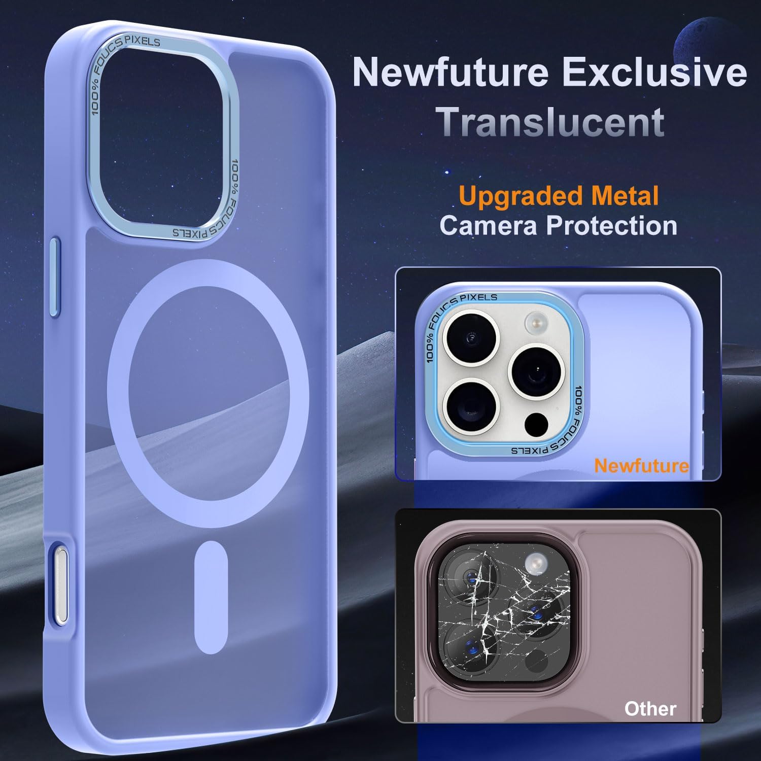Newfuture Designed for iPhone 16 Pro Case with Magnetic [13 FT Military Drop Protection] [Compatible with Magsafe] Slim Translucent Matte Shockproof with Anti-Fingerprint Phone Case,Blue - Image 4