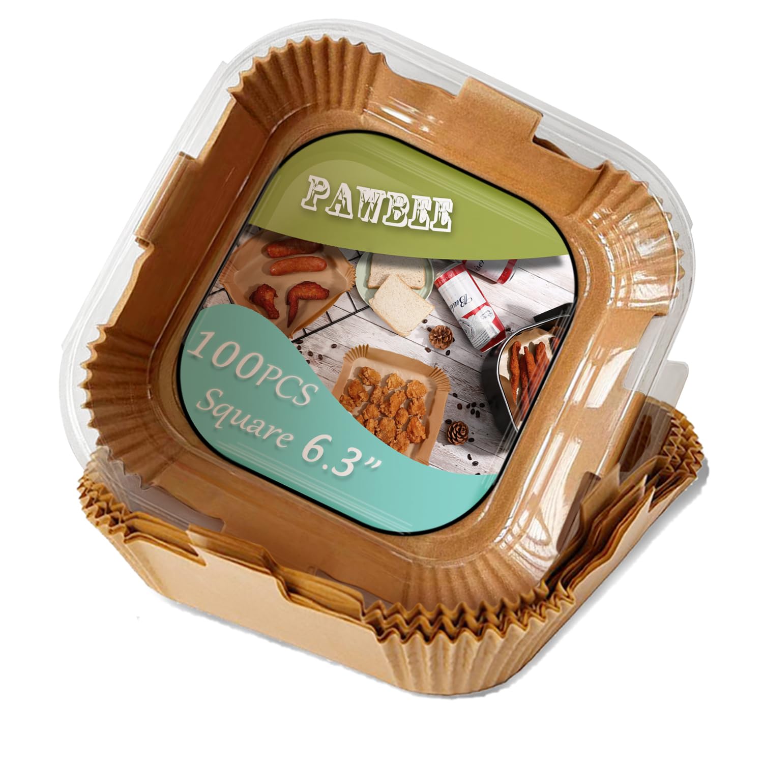 Air Fryer Parchment Paper Liner Square Disposable Paper 6.3inch-100PCS for 2-5Qt Air Fryer…, Natural Wood Plup