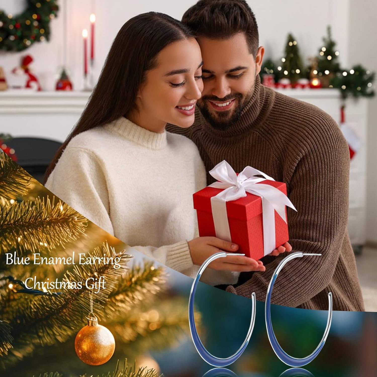 Colorful Enamel Hoop Earrings for Women 18k Real Gold Plated C-Shaped Earring Hypoallergenic Round Enamel Jewelry for Wife Girlfriend