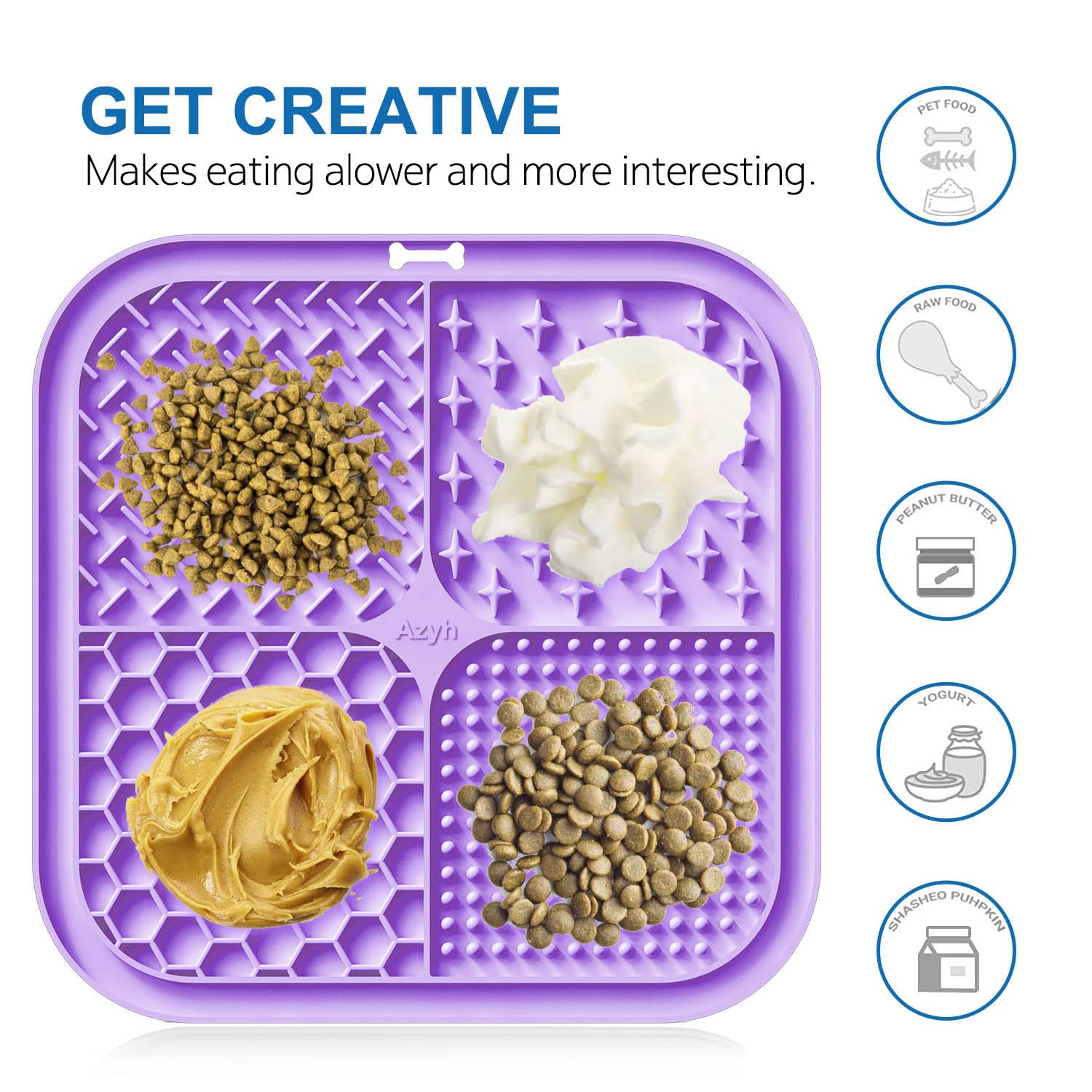 Azyh 2 PCS Tappetino da Leccare per Cani e Gatti con Ventose, Tappetino da Leccare per Cani per Alleviare L'ansia, Tappetino da Mangiare per Cani per Burro, Yogurt e Arachidi