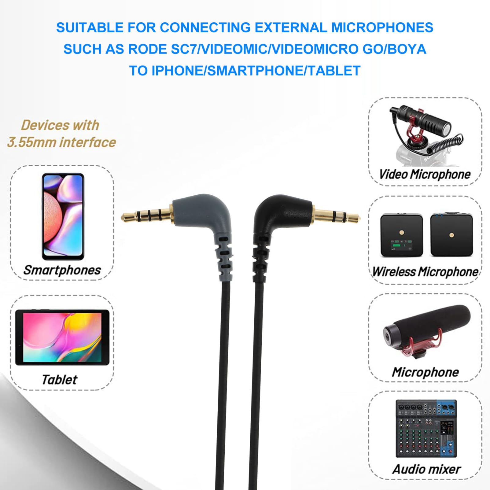 3pezzi Audio Per Microfono Adattatore Per Smartphone Design Resistente Connettori Placcati Per Registrazione Video