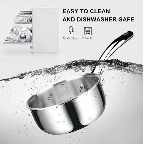 Duxtop Tri-Ply Stainless Steel Saucepan with Lid, 1.6 Qt Induction Pot