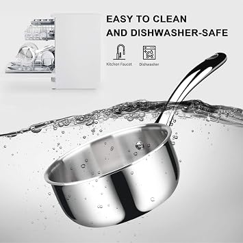 Duxtop Tri-Ply Stainless Steel Saucepan with Lid, 1.6 Qt Induction Pot