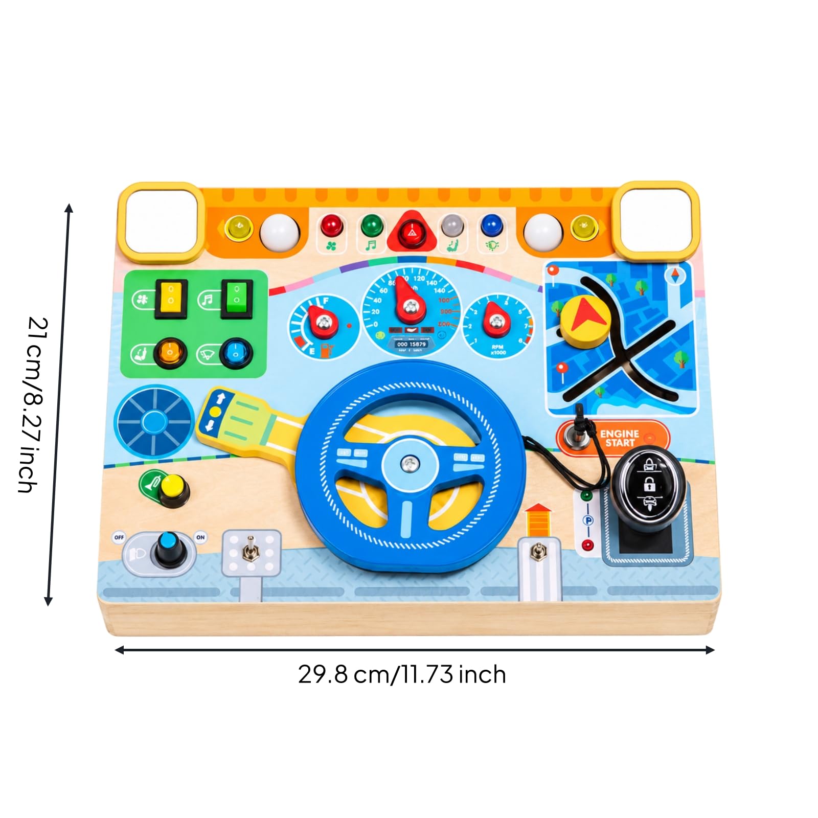 Busy Board mit Lenkrad handlungsorientiert Lenkrad-Beschäftigungsbrett multifunktional Auto-Dashboard Spielbrett für sensorisches Spiel